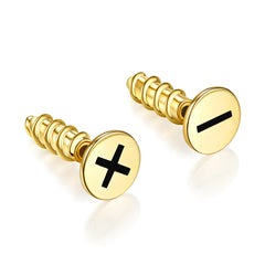 Enamel Screws Silver Stud Earrings