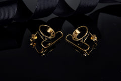 Metal Circle Black Enamel Stud Earrings