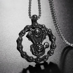 Locomotive Engine Titanium Steel Necklace for Men