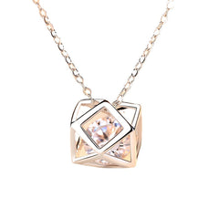(Pendant Only) Cube Ball with Zircon Silver Pendant  for Women