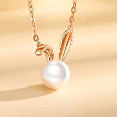 Bunny with Pearl Pendant Silver Necklace for Women
