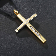 Latin Cross Zircon Titanium Steel Pendant for Men