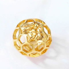 Bee Hollow Spherical Honeycomb Sterling Silver Pendant