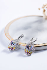 Colourful Enamel Butterfly Flower Oval Drop Earrings