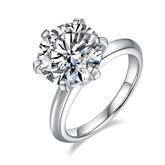 Six Prongs 5.0 Carat Round Moissanite Engagement Ring