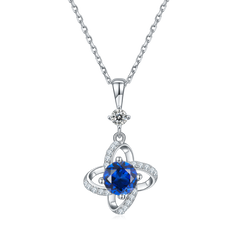 Windmill with Round Cut Blue Crystal Necklace