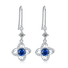 Windmill Round Blue Crystal Hook Earrings