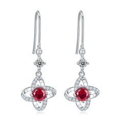 Windmill Round Red Crystal Hook Earrings