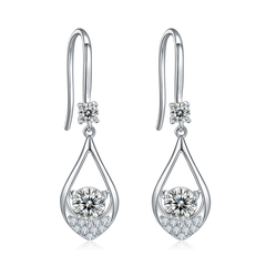 Round Moissanite Teardrop Hook Earrings
