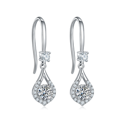 Waterdrop Round Moissanite Hook Earrings