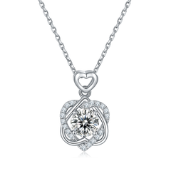 Double Heart Round Moissanite Necklace