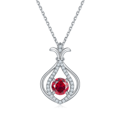 Round Cut Red Crystal Small Gourd Necklace