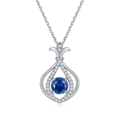 Round Cut Blue Crystal Small Gourd Necklace