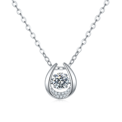 U Shape 0.5 Carat Round Moissanite Necklace