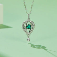 Hot Air Balloon Round Green Zircon Necklace