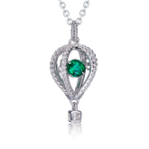 Hot Air Balloon Round Green Zircon Necklace
