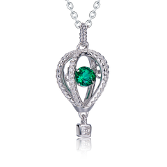 Hot Air Balloon Round Green Zircon Necklace