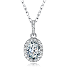 Halo 1.0Carat Oval Moissanite Necklace