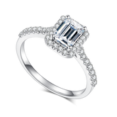 Cathedral Halo 1.0Carat Emerald Cut Moissanite Ring