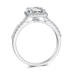 Cathedral Halo 1.0Carat Princess Cut Moissanite Ring