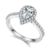 Cathedral Halo 1.0Carat Pear Drop Moissanite Ring