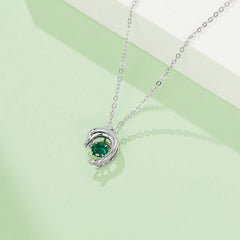 Dolphin with Round Green Zircon Necklace