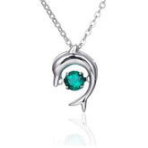 Dolphin with Round Green Zircon Necklace