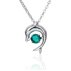 Dolphin with Round Green Zircon Necklace