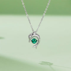 Dolphin with Round Green Zircon Necklace