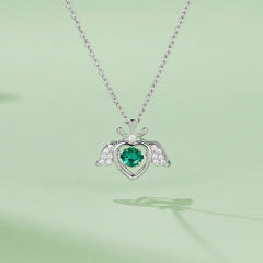 Little Wing with Round Green Zircon Necklace