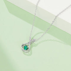 Mermaid Tail with Round Green Zircon Necklace