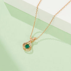 Round Green Zircon Mermaid Tail Necklace