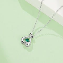 Little Swans with Round Green Zircon Necklace