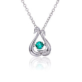Little Swans with Round Green Zircon Necklace