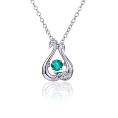Little Swans with Round Green Zircon Necklace