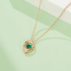 Round Green Zircon Eye Shape Necklace