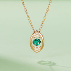 Round Green Zircon Eye Shape Necklace