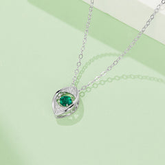 Eye Shape with Green Zircon Necklace