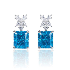 Rectangle Blue Zircon Drop Earrings