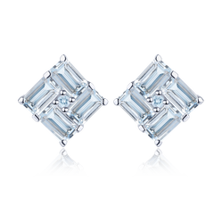 Aquamarine Stone Square Studs for Women