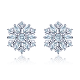 Aquamarine Stone Snowflake Stud Earrings