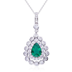 Double Halo 7.5 Carat Green Zircon Necklace