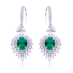 Firework 4.0Carat Oval Green Zircon Hook Earrings