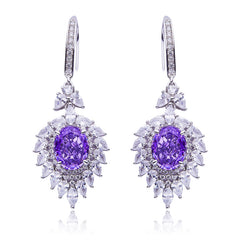 Firework 4.0Carat Oval Purple Zircon Hook Earrings