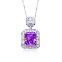 Halo 13.5Carat Rectangle Purple Zircon Necklace