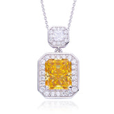 Halo 13.5Carat Rectangle Yellow Zircon Necklace
