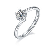 6 Prongs 0.5 Carat Round Cut Moissanite Twist Arm Engagement Ring