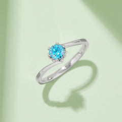 6 Prongs 0.5 Carat Round Cut Moissanite Twist Arm Engagement Ring