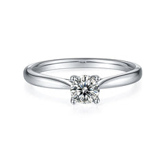 Four Prongs 0.5 Carat Round Cut Moissanite Engagement Ring