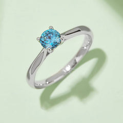 Four Prongs 0.5 Carat Round Cut Moissanite Engagement Ring